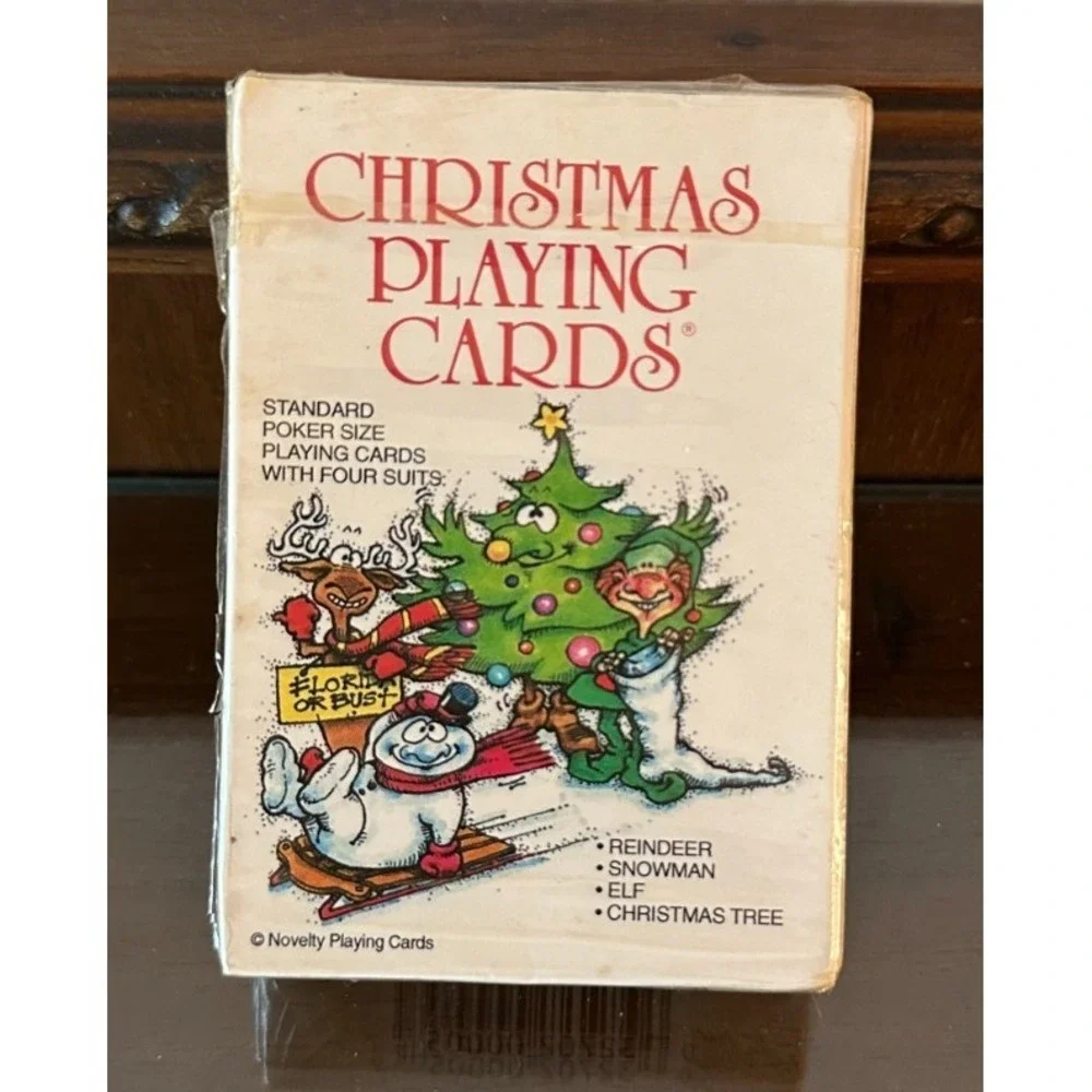 Vtg 1986 Christmas Holiday‎ Playing Cards Reindeer Snowman Elf Tree Sealed 80s